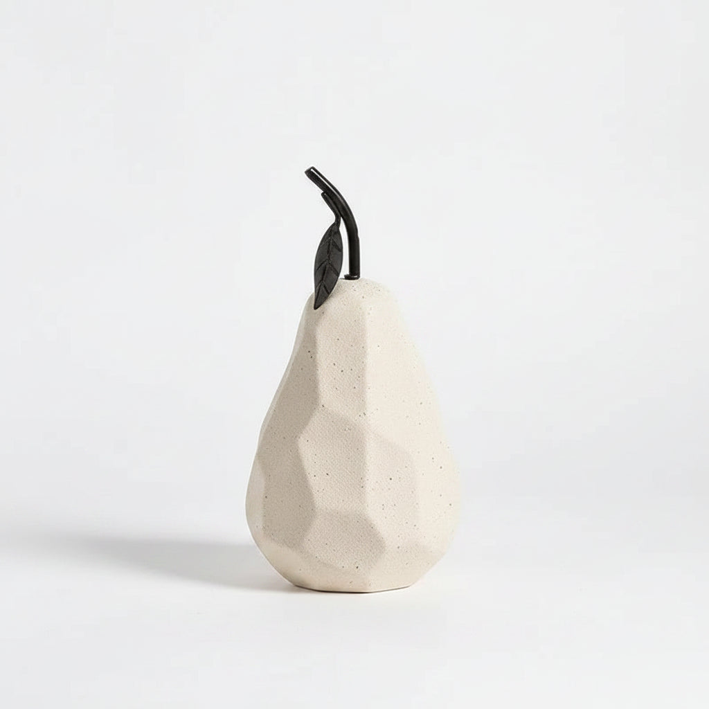 Geometric Ceramic Apple & Pear Sculptures | Modern Decorative Accent