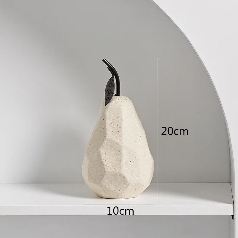 Geometric Ceramic Apple & Pear Sculptures | Modern Decorative Accent