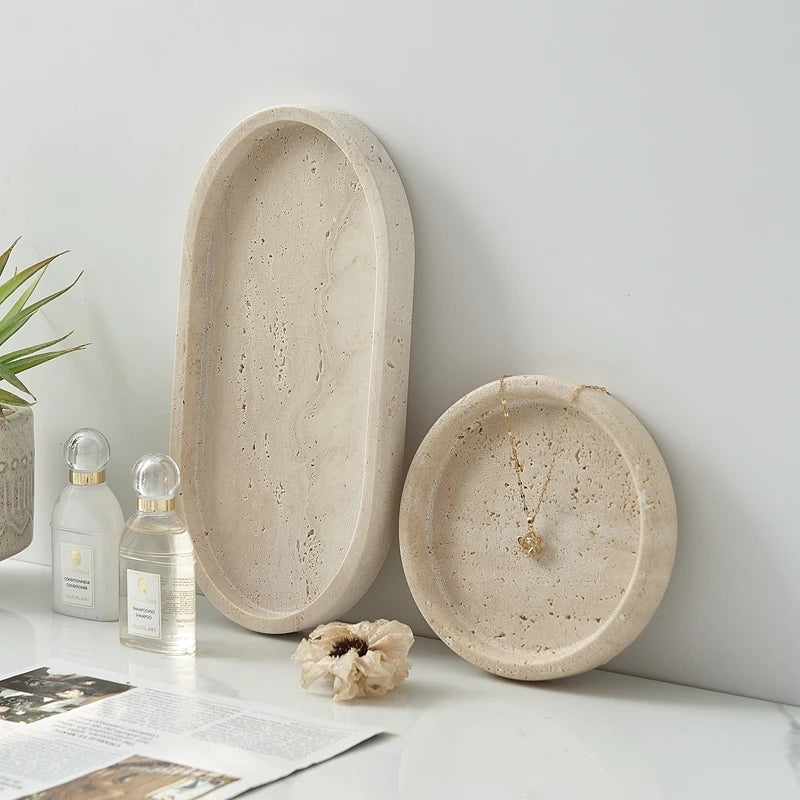 Natural Stone Elliptical Decorative Tray