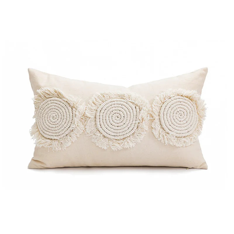 Embroidered Patchwork Cushion Cover – Textured Boho Accent Pillow