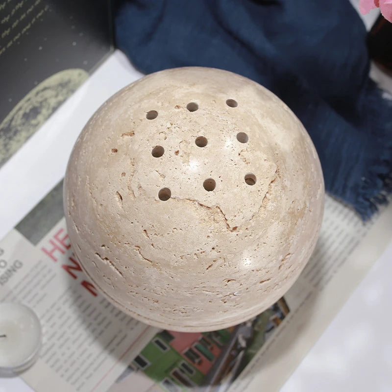 Natural Travertine Incense Holder – Wabi-Sabi Stone