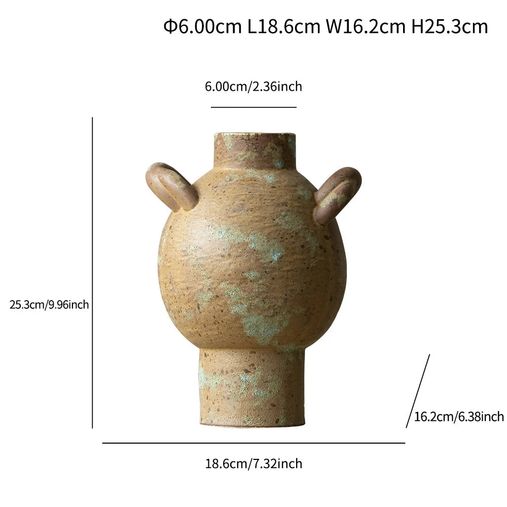 Rustic Wabi-Sabi Ceramic Vase – Textured Vintage Home Decor