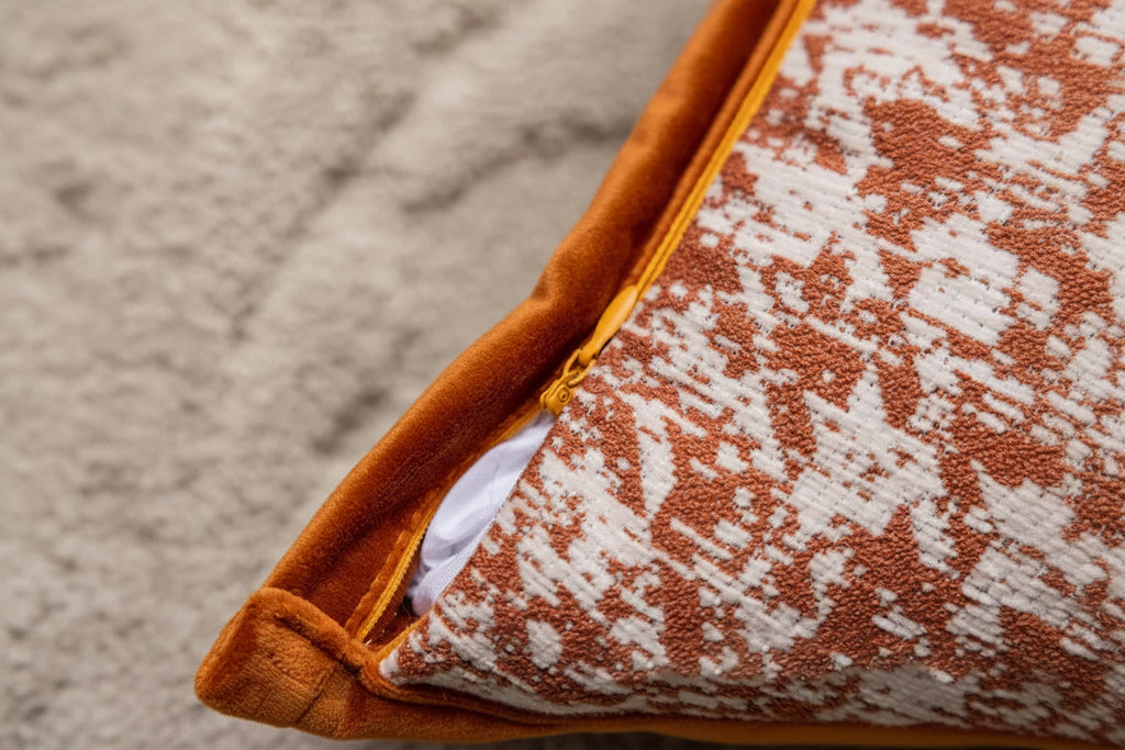 Embroidered Jacquard Cushion Cover – Modern Geometric Design