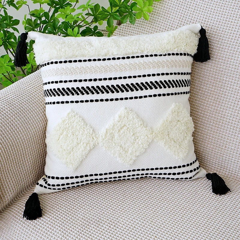 Tufted Geometric Cushion Cover – Modern Decorative Pillow