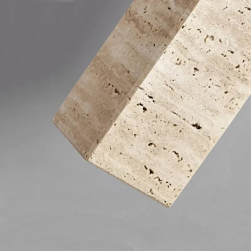 Natural Travertine & Wood Pendant Light