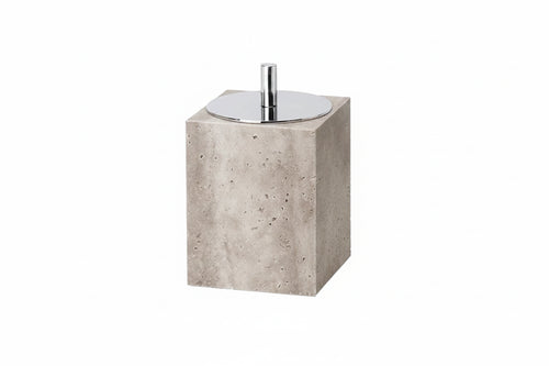 Gray Travertine Cotton Swab Holder – Bathroom Organizer