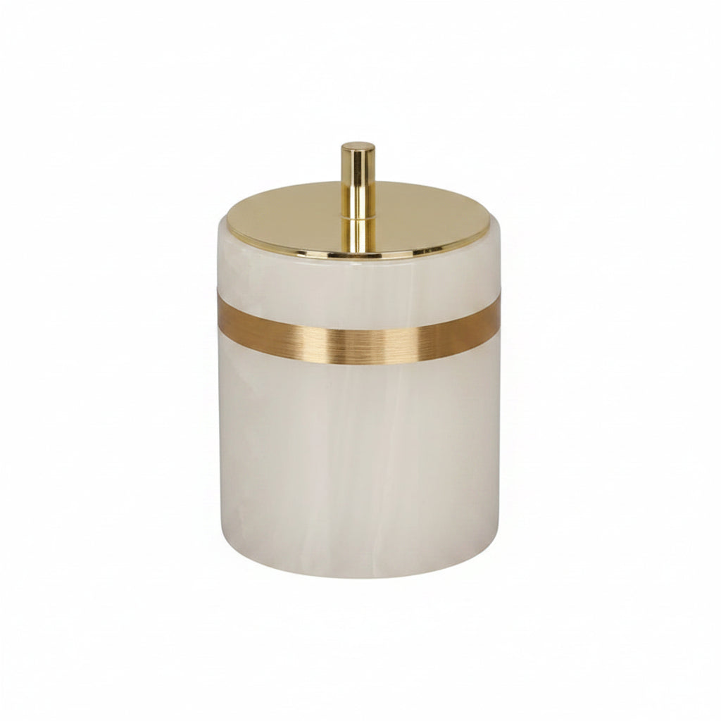 White Onyx Marble Cotton Swab Holder
