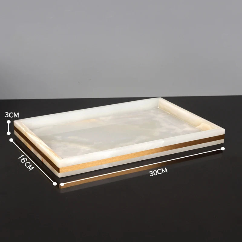 White Onyx Marble Vanity Tray