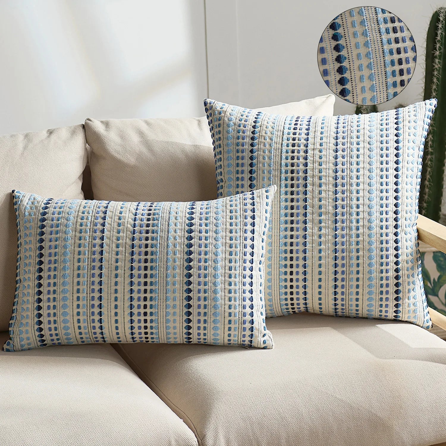Textured Jacquard Dot Cushion Cover – Boho Geometric Pillowcase