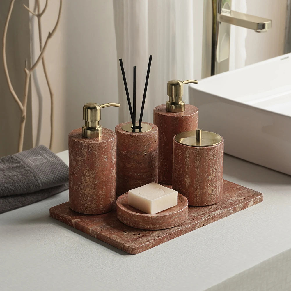 Red Travertine Reed Diffuser – Natural Stone Home Fragrance