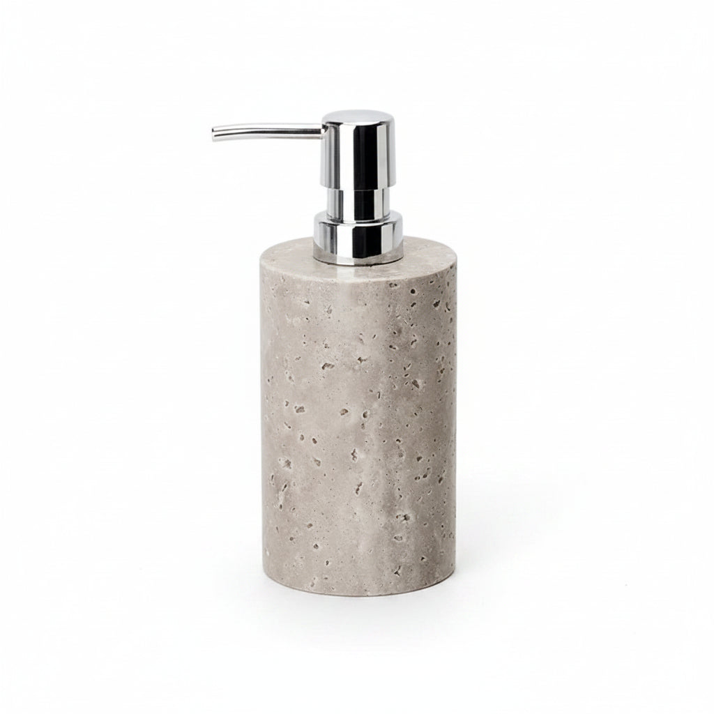 Gray Travertine Soap Dispenser – Modern Bathroom Accessory