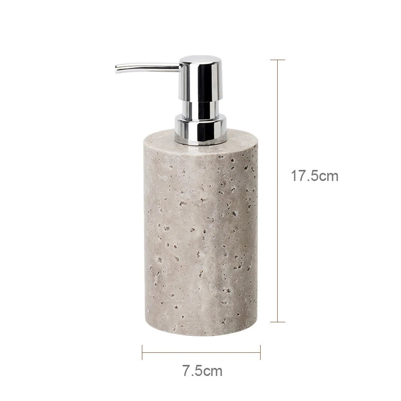 Gray Travertine Soap Dispenser – Modern Bathroom Accessory